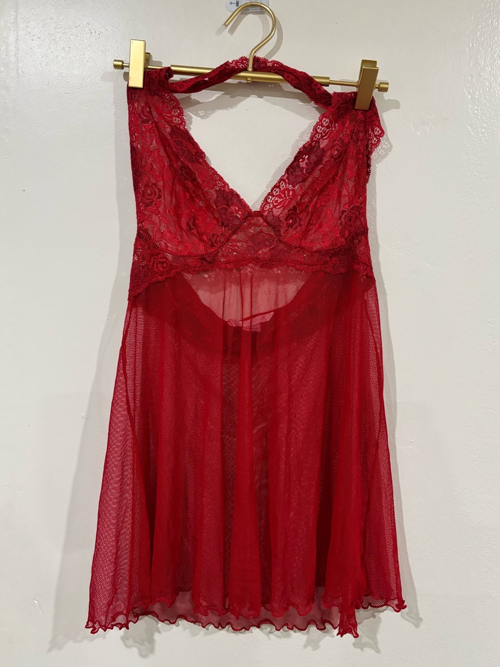 Victoria's Secret Red Lace Halter Chemise